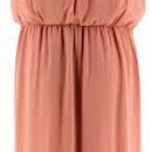 NWT H HALSTON DRAPED CHIFFON ROSE OVERLAY DRESS 14 - Picture 7 of 12